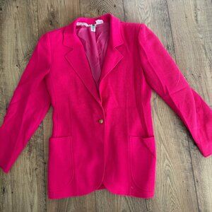 Vintage Ungaro Hot Pink Women's Blazer with Gold Buttons Size 8